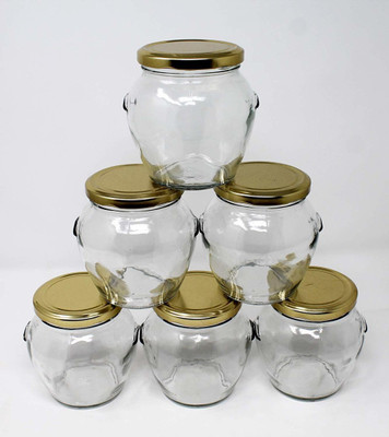 JIGSHTIAL Glass Grocery Container  - 400 ml(Pack of 6, Clear)