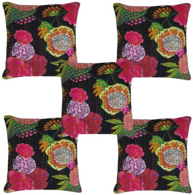 Ekam Art Cotton Cushions Cover(Pack of 5, 40 cm*40 cm, Black, Pink)