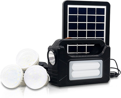 Smuf Portable Inverter with 3 Individual 6 Volt LED Bulbs with 3.75 m Long Wire 12 hrs Flood Lamp Emergency Light(Black)