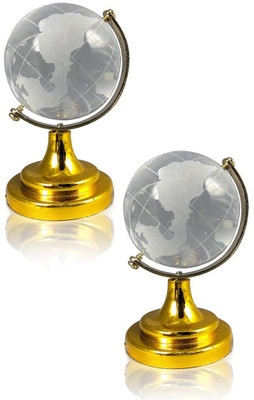 stupefying Crystal Globe Showpiece for Good Luck/Office Table Decor(Pack of 2) Table Decor Vastu Fengshui Globe Decor World Globe(Standard White)