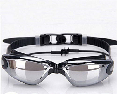 Delidge Swimming Goggles with Earplug Waterproof for Men and Women (Silver, Medium) Swimming Goggles(Silver)