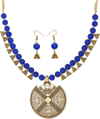 SHUBHAM JEWELLERS Alloy Brass Blue Jewellery Set(Pack of 1)