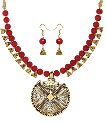 SHUBHAM JEWELLERS Alloy Brass Red Jewellery Set(Pack of 1)