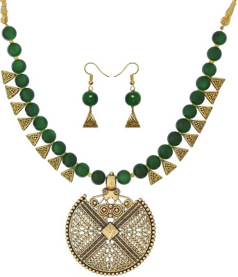 SHUBHAM JEWELLERS Alloy Brass Green Jewellery Set(Pack of 1)