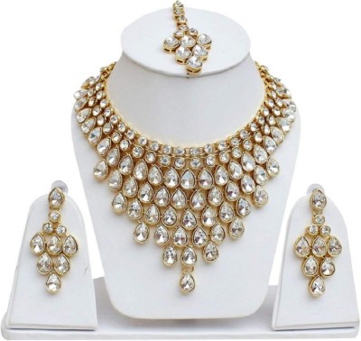 jatin imitation Metal Gold-plated White Jewellery Set(Pack of 1)