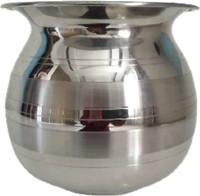 Steelshine Online Stainless steel 3500ml Big lota/kalash/chambu/Steel vessel with mirror finish and silver touch Stainless Steel Kalash(Silver)