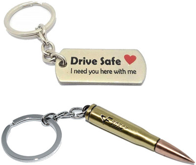 kd collections KD531 Drive Safe Keychain & Gun Bullet Keychain Combo Key Chain