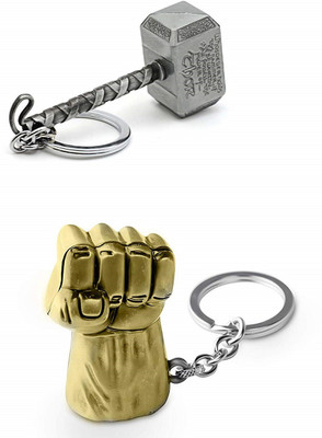 kd collections KD470 - Combo of Avengers Infinity War Stormbreaker Mjolnir Thor Hammer Keychain & Hulk Keychain for Car & Bikes Key Chain