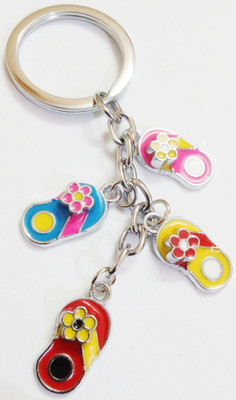 kd collections Metal Flip Flop Style Chappal Slipper Keychain for Bike & Car Key Chain