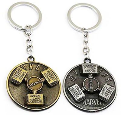 kd collections KD492 Combo of Avengers Infinity War Stormbreaker Thor Hammer Spinning Rotating Metal Keychain Golden Grey Key Chain