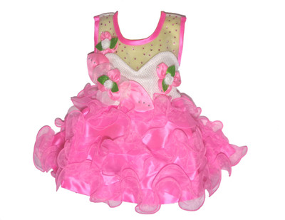 kids fashion hub Baby Girls Midi/Knee Length Party Dress(Pink, Sleeveless)