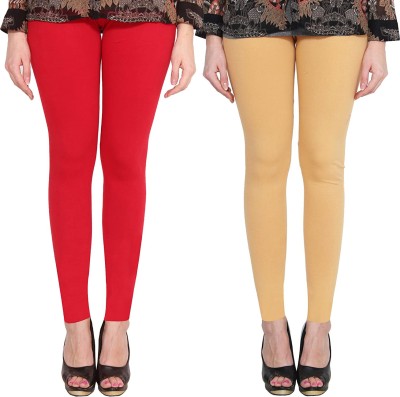 Clarita Ankle Length Western Wear Legging(Red, Gold, Solid)