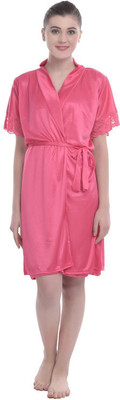 FNKSTYLE Women Nighty with Robe(Pink)