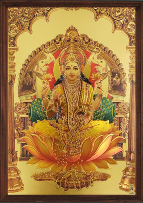 SAI BALAJI ACRALICS Hindu goddess lakshmi devi photo with frame Digital Reprint 13.12 inch x 8.12 inch Painting(With Frame)