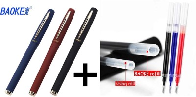 Baoke 1.0 mm Smooth Gel Pen (Blue, Black, Red) -3 Pen Set Roller Ball Pen(Pack of 3, Blue, Black, Red)