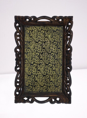 manzees Wooden Brass Work Handmade Beautifull Serving tray 38 cm by 24 cm Tray