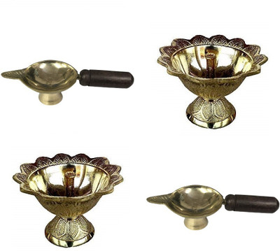 SBBCO DIYA DEV DAS DIYA FOR DIWALI POOJAN Brass(4 Pieces, Gold)