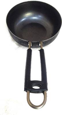 KAVITA ARCHANA ENTERPRISES Black Iron Tadka Pan Original Loha with Steel Handle Hard Anodised Cookware 400 ml. Tadka Pan 16 cm diameter 2.5 L capacity