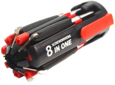 QBM 8 in 1 Multi-Function Screwdriver Kit with LED Portable Torch Standard Screwdriver Set Combination Screwdriver Set(Pack of 1)