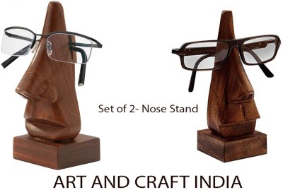 ARTANDCRAFTINDIA Handmade Wooden Nose Shaped Spectacle Specs Eyeglass Holder Stand Decorative Showpiece  -  10 cm(Wood, Brown)