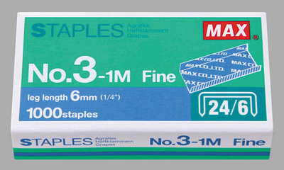 MAX Manual 3-1M (24/6) Round Edge Staple Pin(Set of 5, Silver)