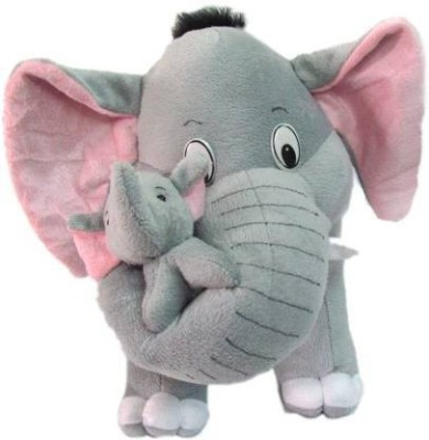 StyleNDemand soft Elephant teddy bear with baby  - 30 cm(Grey)