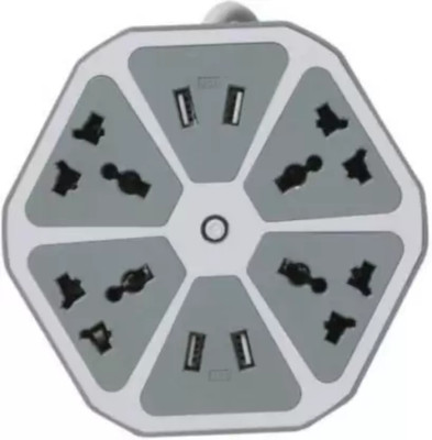 Aarsh Tech 4 USB Port Hexagon Socket Extension board And Surge Protector 4 Socket Extension Boards () 8  Socket Extension Boards(Grey, 1.8 m, With USB Port)
