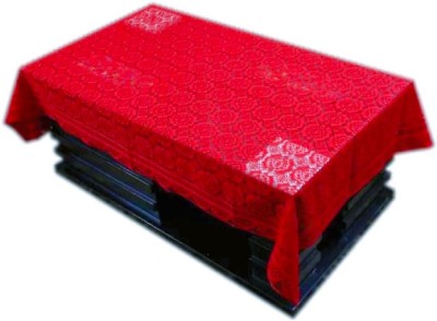 WONDERLAND Floral 4 Seater Table Cover(Red, Cotton)