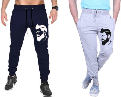 WellFitLook Printed Men Dark Blue, White Track Pants