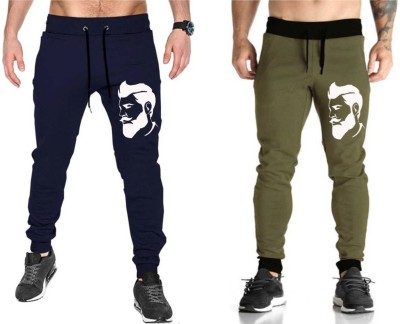 WellFitLook Printed Men Dark Blue, Dark Green Track Pants