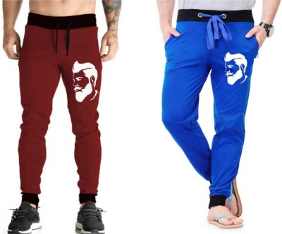 WellFitLook Printed Men Maroon, Blue Track Pants