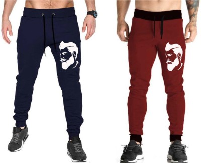 WellFitLook Printed Men Dark Blue, Maroon Track Pants