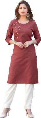 ANAITA Women Embroidered Straight Kurta(Maroon)