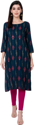 Priya hub Women Printed Straight Kurta(Black)