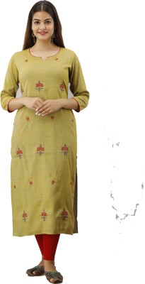 Shagunas Women Embroidered Straight Kurta(Light Green)