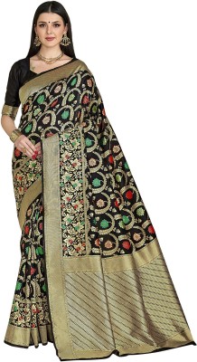 Sariya Woven, Embellished Banarasi Silk Blend, Jacquard Saree(Black)