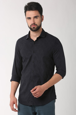 peter-england-men-self-design-casual-black-shirt
