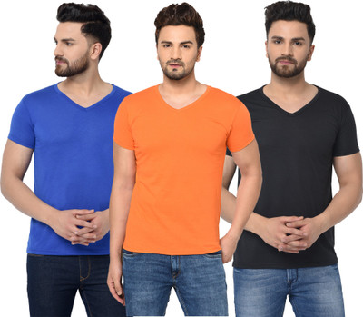 Unite Wear Solid Men V Neck Multicolor T-Shirt