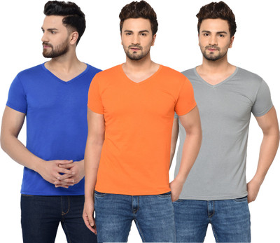 Unite Wear Solid Men V Neck Multicolor T-Shirt