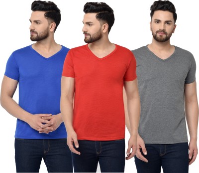 Jangoboy Solid Men V Neck Red, Blue, Grey T-Shirt