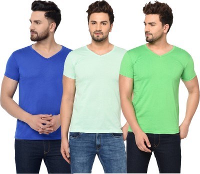 Unite Wear Solid Men V Neck Light Blue, Blue, Light Green T-Shirt