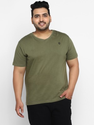 Urbano Plus Solid Men V Neck Green T-Shirt