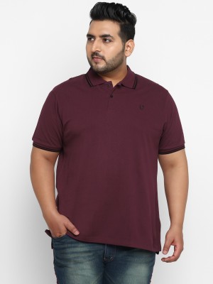 Urbano Plus Solid Men Polo Neck Maroon T-Shirt