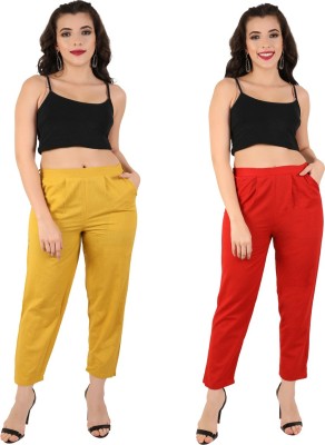 FLYJAG Regular Fit Women Yellow, Red Trousers