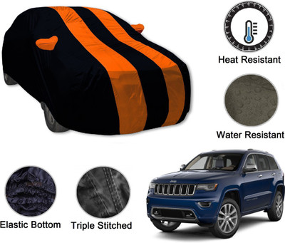 Auto Hub Car Cover For Jeep Compass (With Mirror Pockets)(Black, Orange)