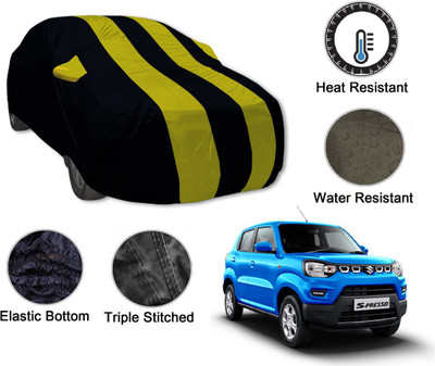 Auto Hub Car Cover For Maruti Suzuki S-Presso (With Mirror Pockets)(Black, Yellow)