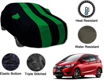 Auto Hub Car Cover For Honda Jazz (With Mirror Pockets)(Black, Green)
