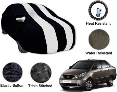 Auto Hub Car Cover For Tata Indigo CS (With Mirror Pockets)(Black, White)