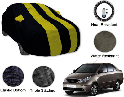 Auto Hub Car Cover For Tata Indigo CS (With Mirror Pockets)(Black, Yellow)