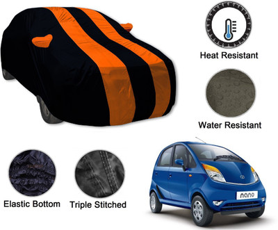 Auto Hub Car Cover For Tata Nano (With Mirror Pockets)(Black, Orange)